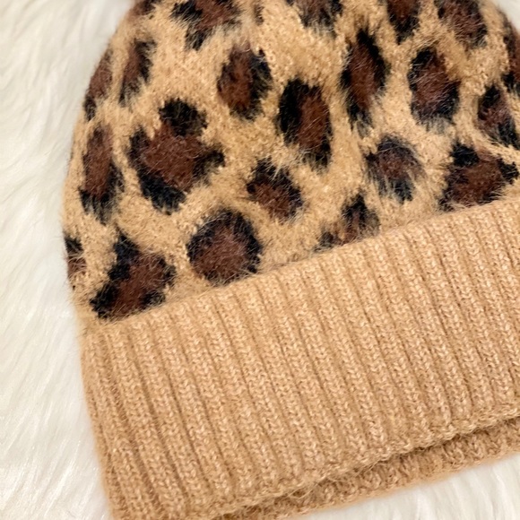 Cheetah Print Pom Pom Soft Acrylic Beanie - Picture 4 of 7
